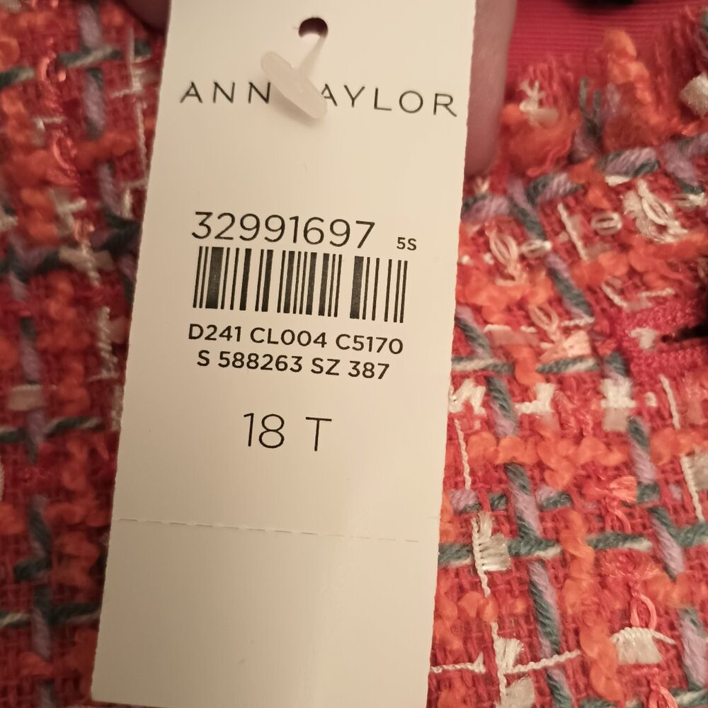 Ann Taylor Size 18 Coral Tweed Lady Jacket Blazer (NWT) - Picture 3 of 16